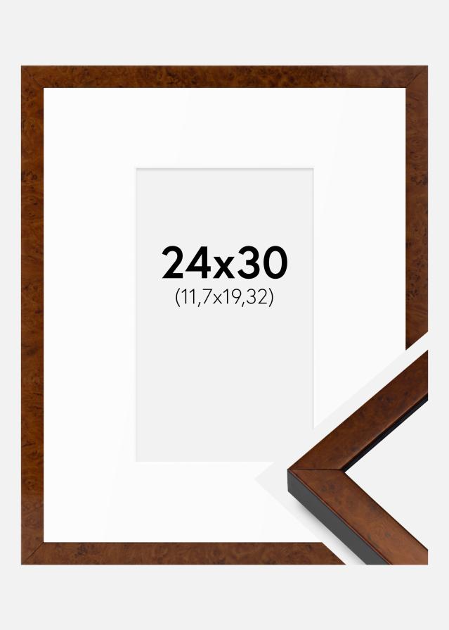 Cadre Ares Noyer 24x30 cm - Passe-partout Blanc 5x8 inches