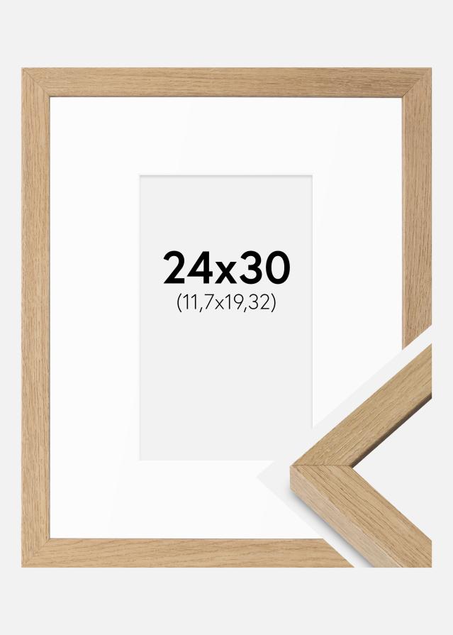 Cadre Hermes Chêne Naturel 24x30 cm - Passe-partout Blanc 5x8 inches