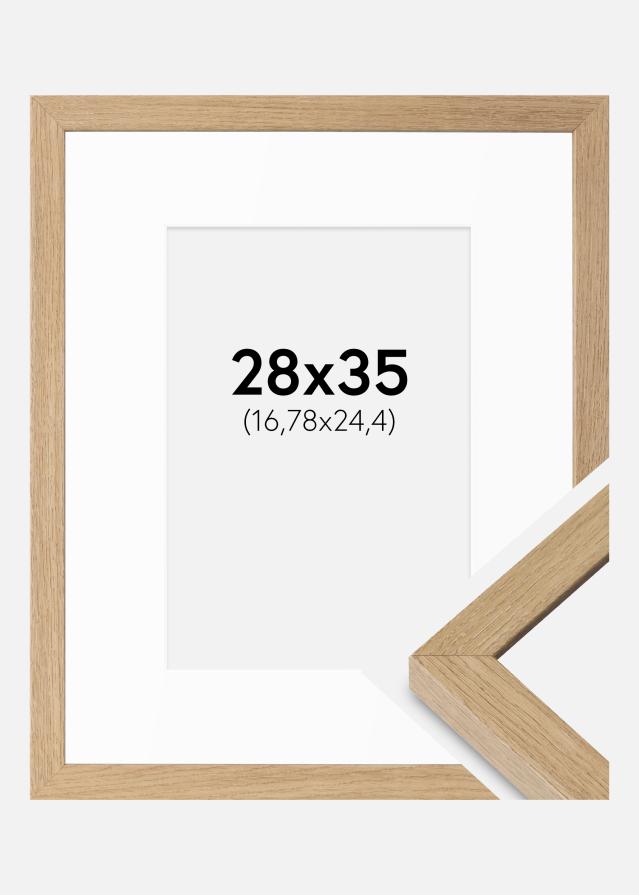 Cadre Hermes Chêne Naturel 28x35 cm - Passe-partout Blanc 7x10 inches