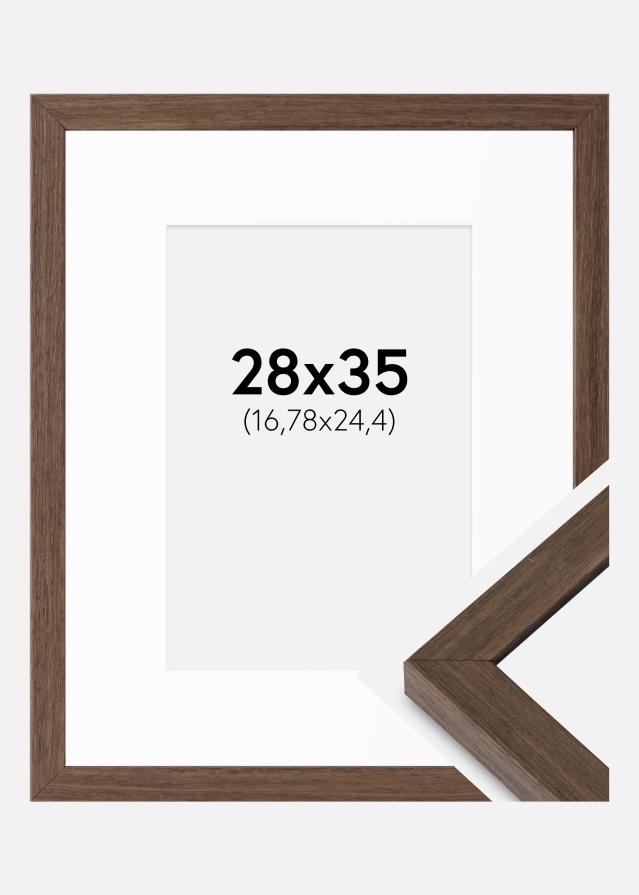 Cadre Hermes Noyer 28x35 cm - Passe-partout Blanc 7x10 inches