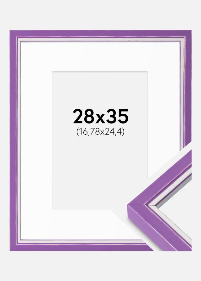 Cadre Diana Violet 28x35 cm - Passe-partout Blanc 7x10 inches