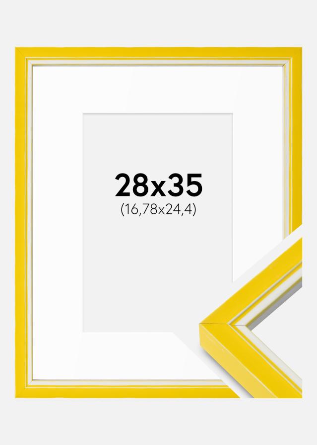 Cadre Diana Jaune 28x35 cm - Passe-partout Blanc 7x10 inches