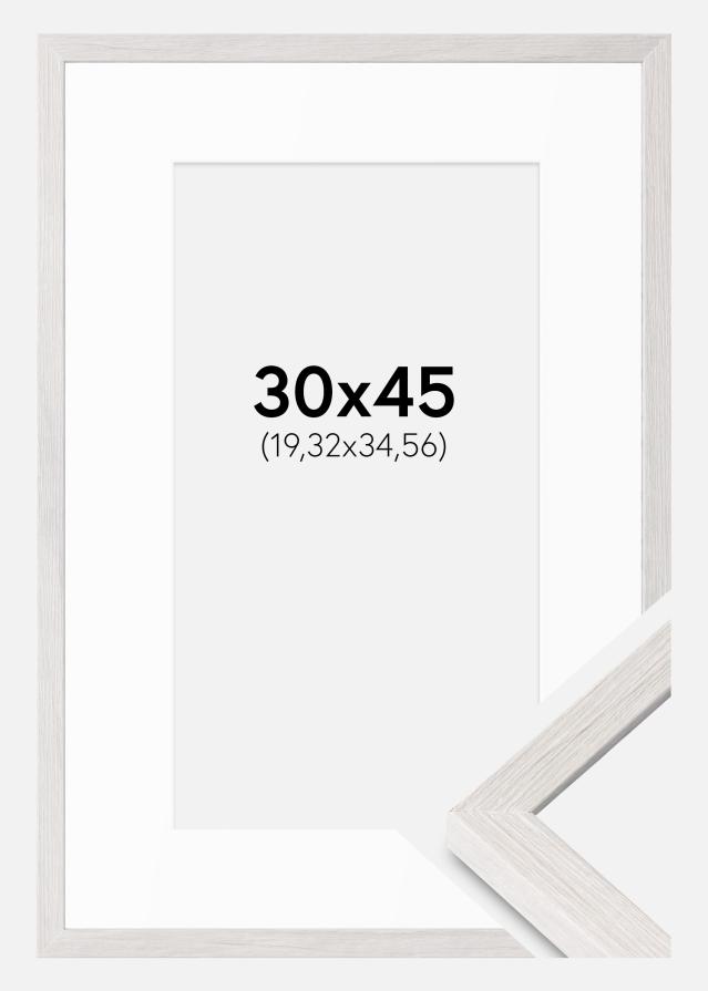 Cadre Ares Chêne Blanc 30x45 cm - Passe-partout Blanc 8x14 inches