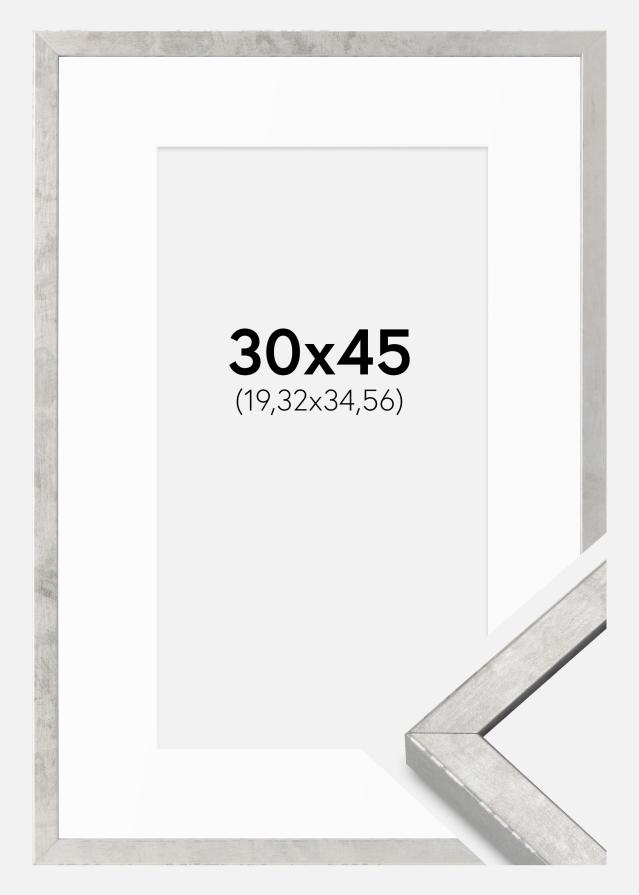 Cadre Ares Argent 30x45 cm - Passe-partout Blanc 8x14 inches