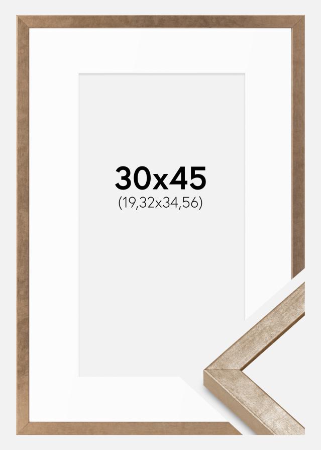 Cadre Ares Laiton 30x45 cm - Passe-partout Blanc 8x14 inches