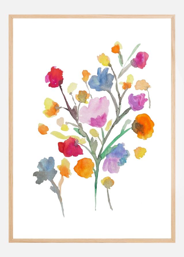 Flowers in Watercolor II Poster