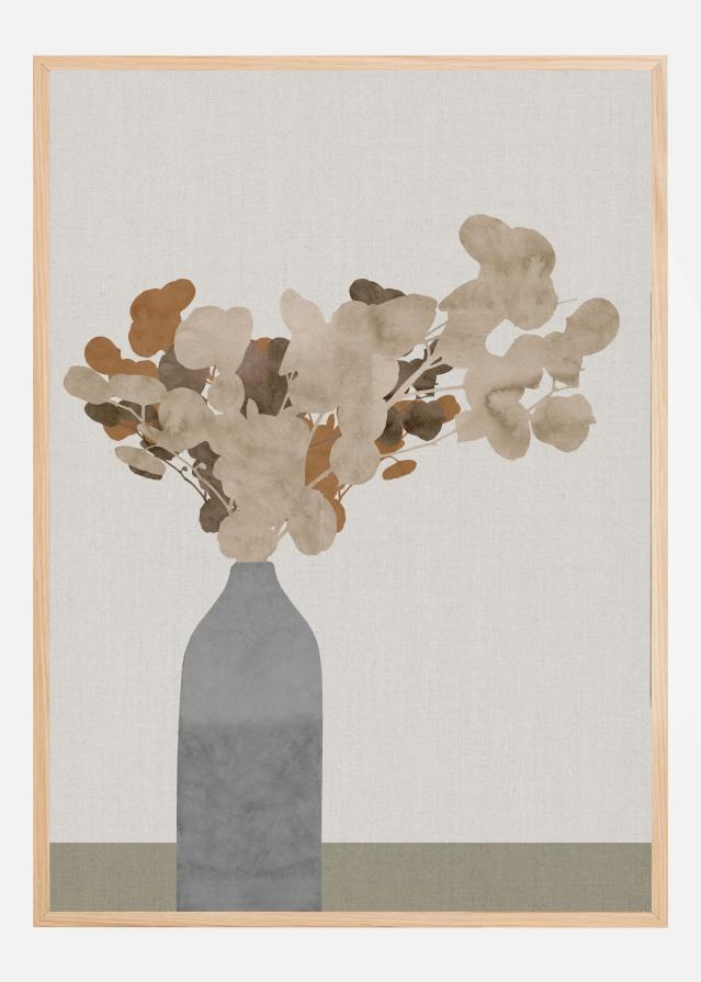 Rust Brown Dried Flowers In Vase On Table Poster