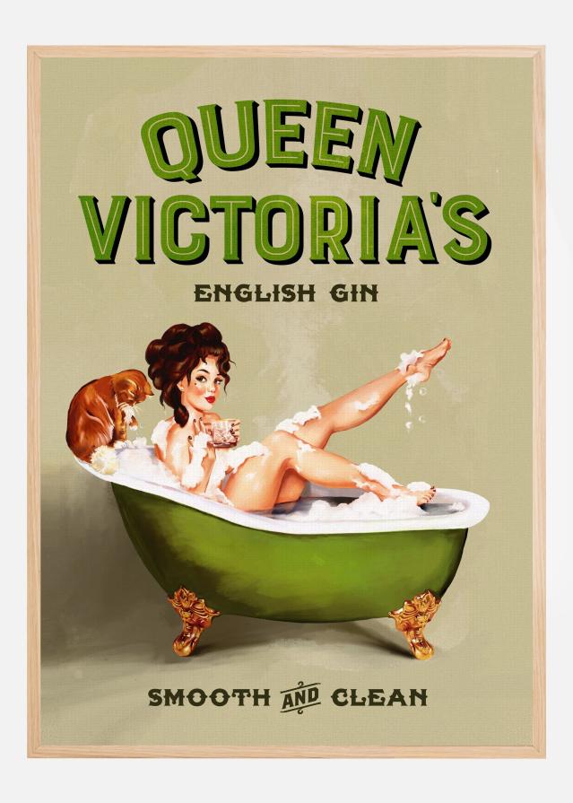 Queen Victoria English Gin Bath Pinup Girl Poster
