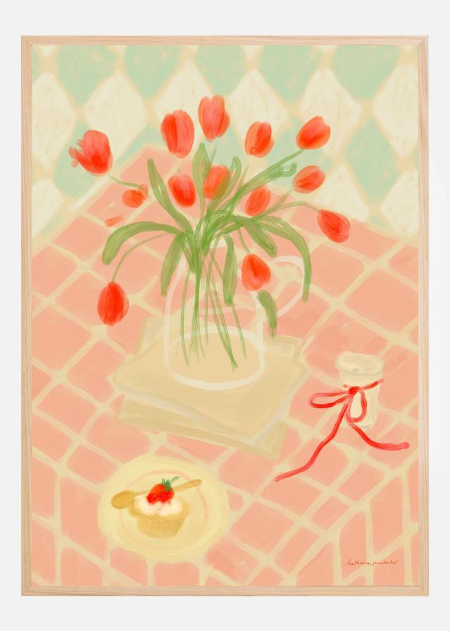 Red Tulips Summer Picnic Poster