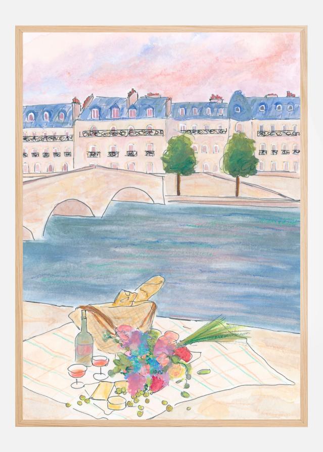 Paris Picnic At the Seine Poster