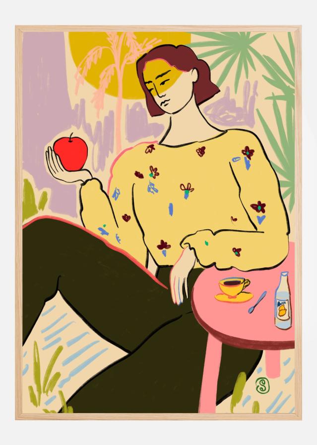 Woman With Apple Poster