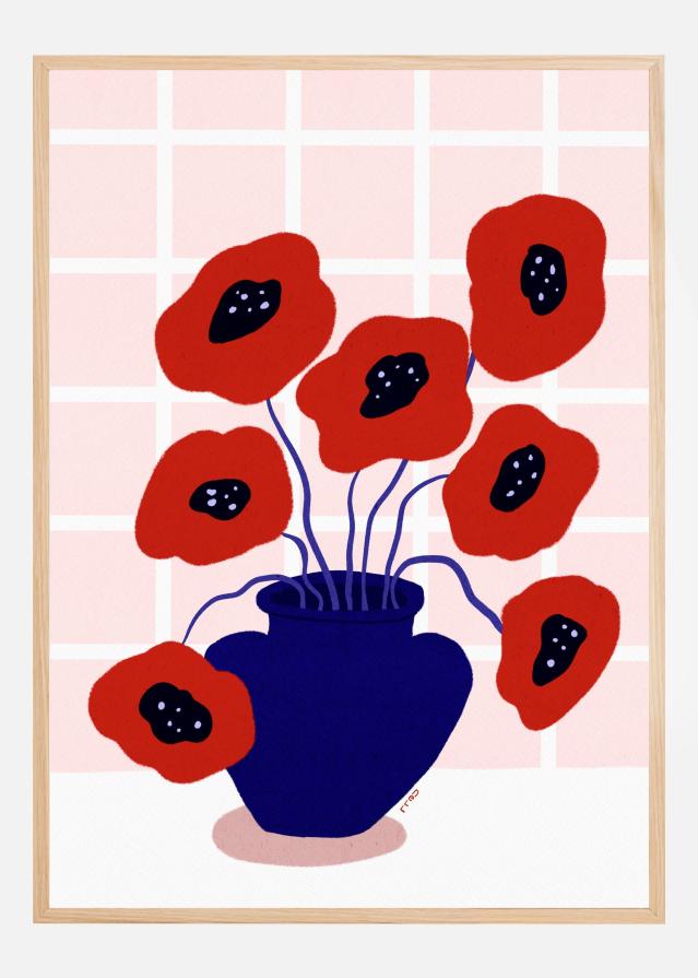 Red Poppies In a Vase Poster
