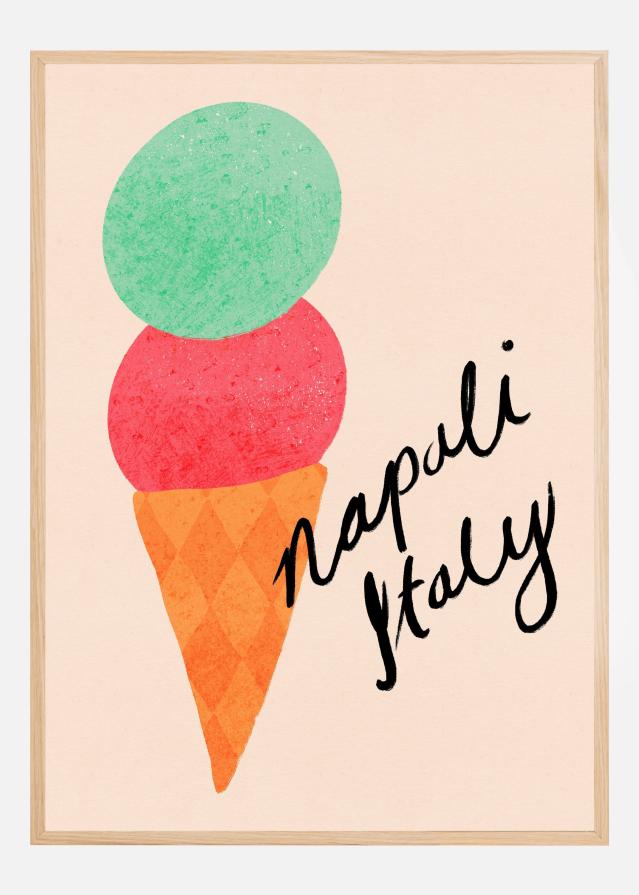 Napoli Italy Gelato Ice Cream Typography Poster