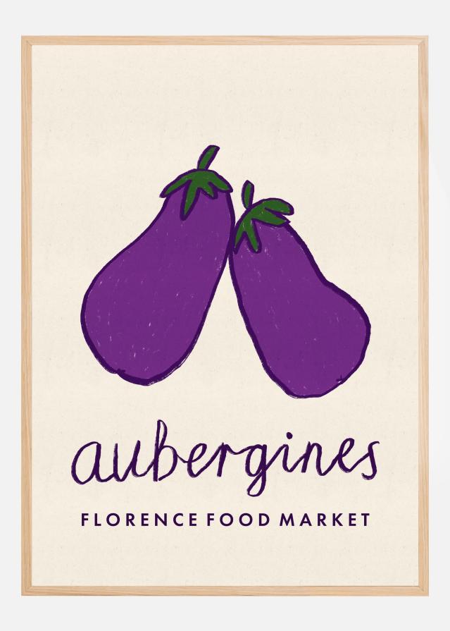Aubergines Florence Food Market Italy Poster