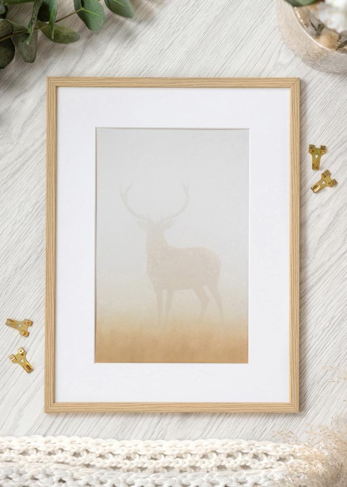 Cadre Galant Chêne 40x50 cm - Passe-partout Blanc 27,5x37 cm