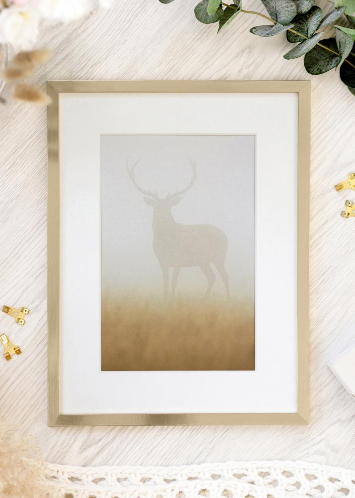 Cadre Trendy Or 18x24 cm - Passe-partout Blanc 13x17 cm