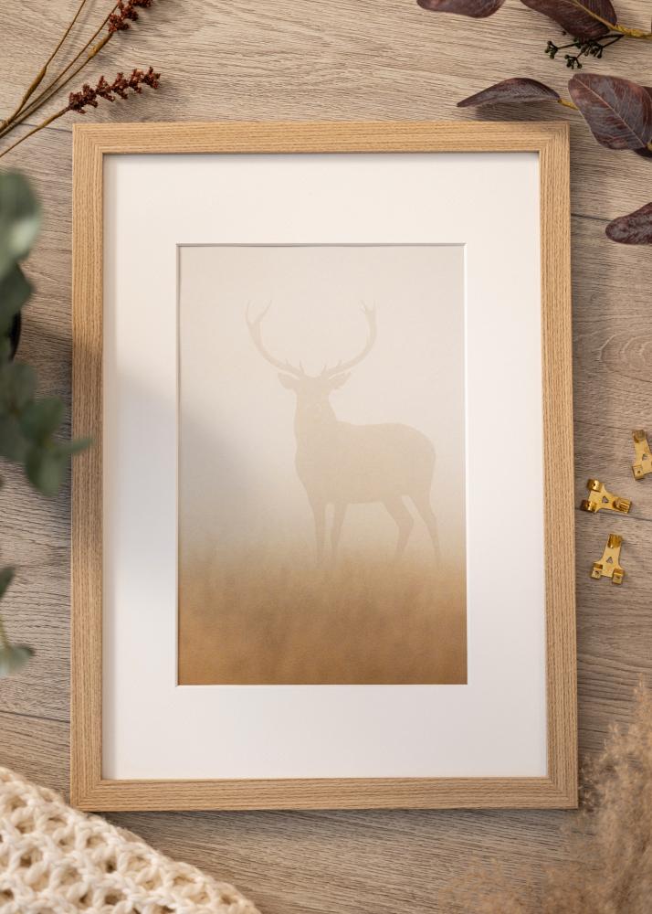 Cadre Deco Chêne massif 70x70 cm - Passe-partout Blanc 24x24 inches