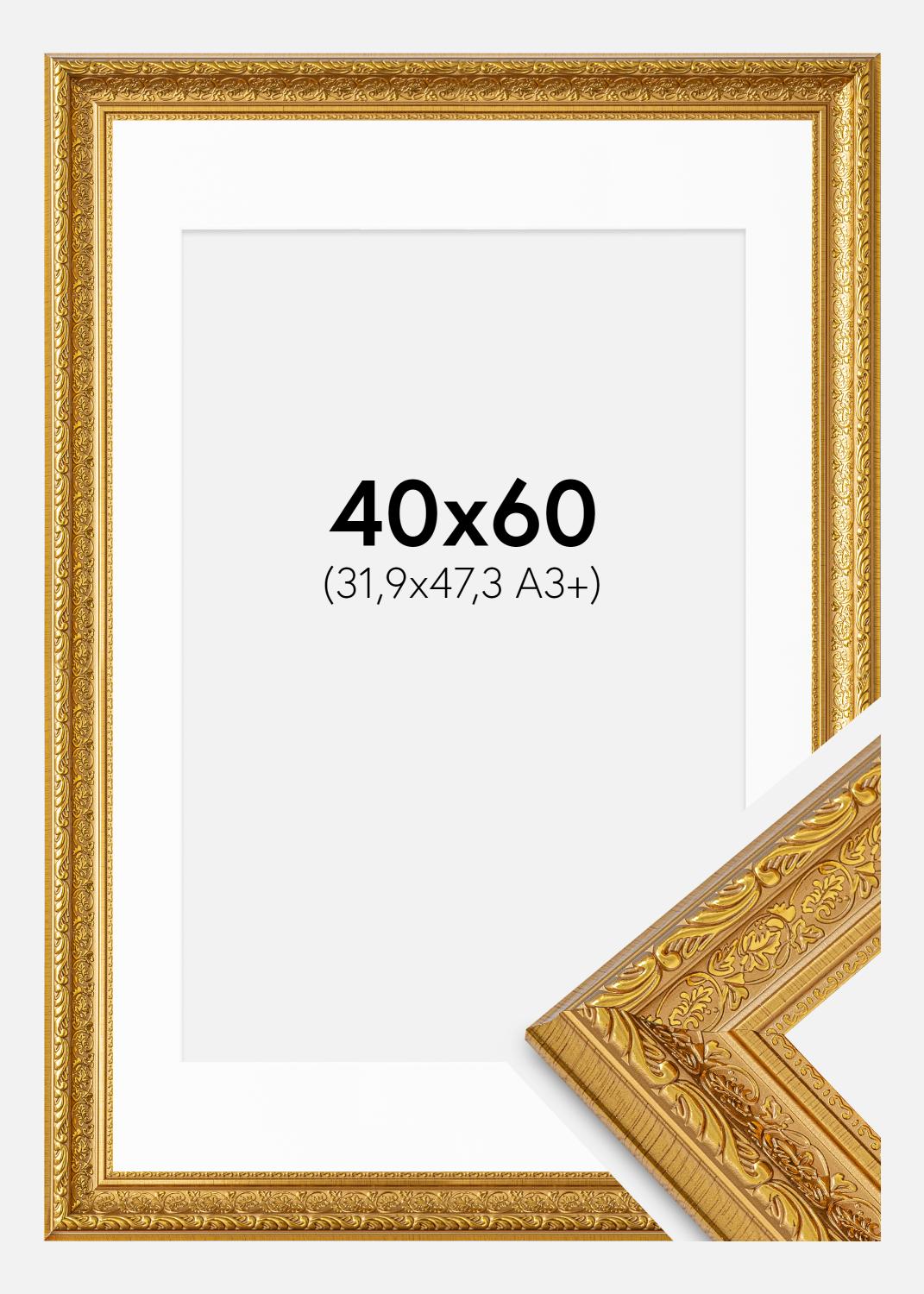 Product Image for Cadre Ornate Or 40x60 cm - Passe-partout Blanc 32,9x48,3 cm