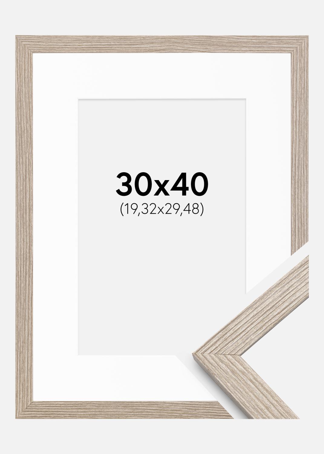 Product Image for Cadre Stilren Chêne Greige Grège 30x40 cm - Passe-partout Blanc 8x12 inches