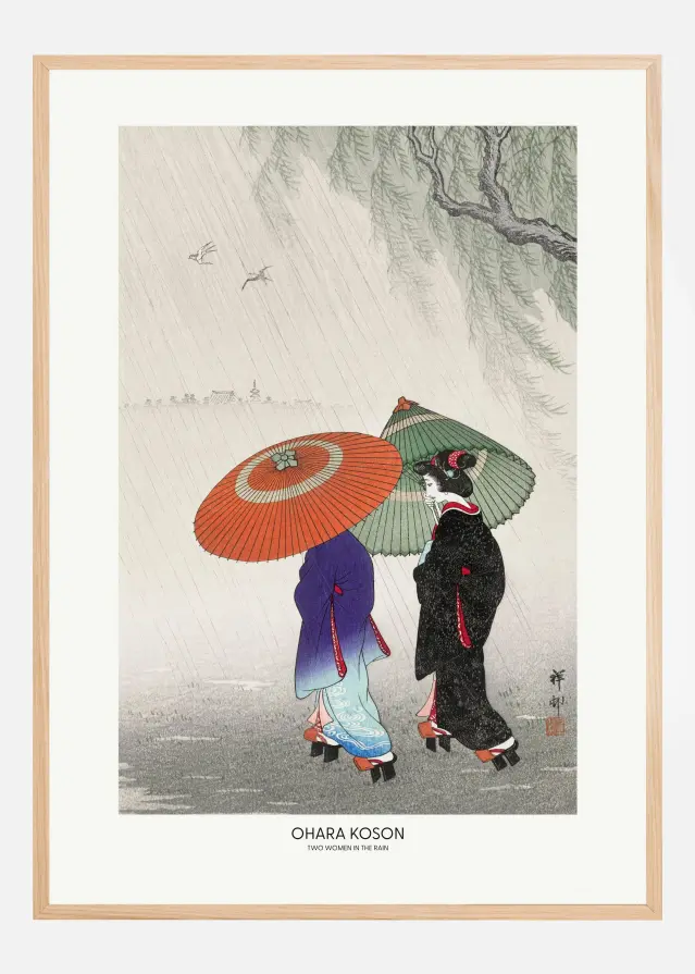 Two Women In The Rain Poster