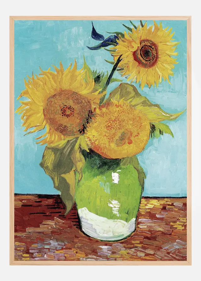 Vase With Three Sunflowers Poster