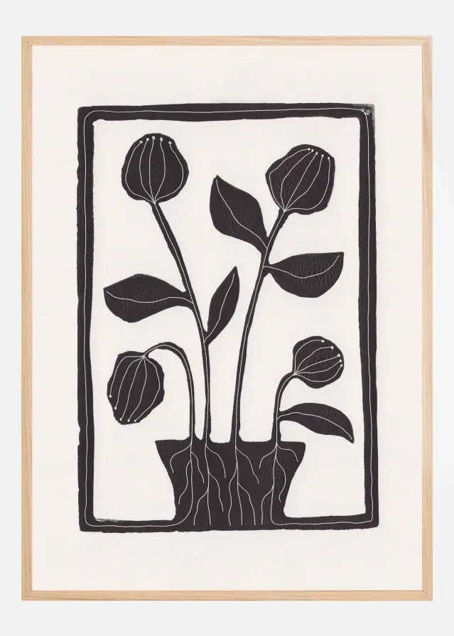 Floral Serenity / Lino Print Poster