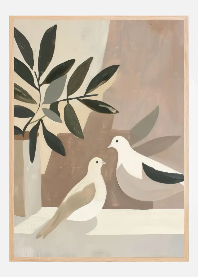 Doves On Patio Poster