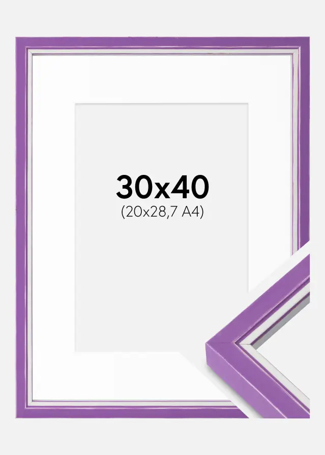 Cadre Diana Violet 30x40 cm - Passe-partout Blanc 21x29,7 cm