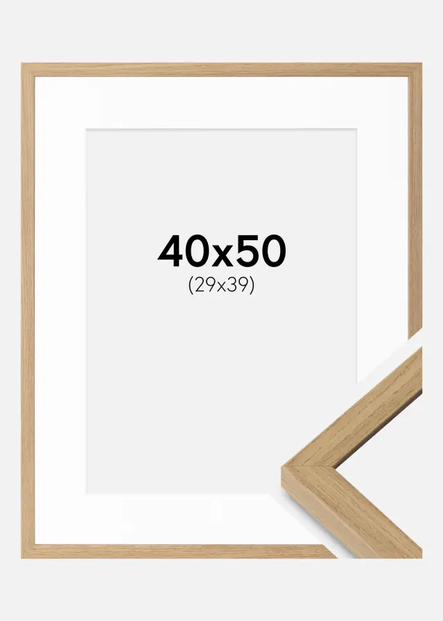 Cadre Ares Chêne Naturel 40x50 cm - Passe-partout Blanc 30x40 cm
