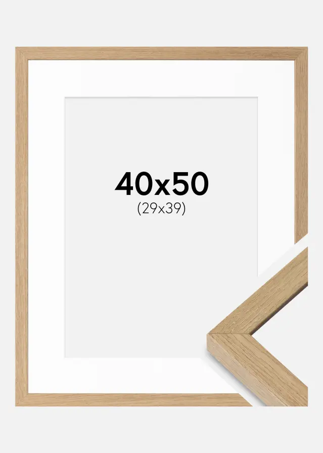 Cadre Hermes Chêne Naturel 40x50 cm - Passe-partout Blanc 30x40 cm