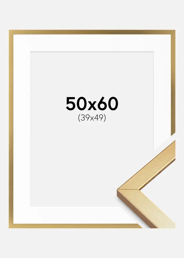 Cadre Minerva Or 50x60 cm - Passe-partout Blanc 40x50 cm