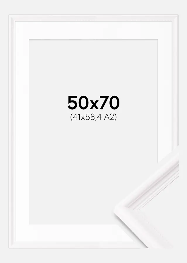 Cadre Gala Blanc 50x70 cm - Passe-partout Blanc 42x59,4 cm