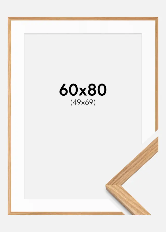 Cadre Chêne Massiv 60x80 cm - Passe-partout Blanc 50x70 cm