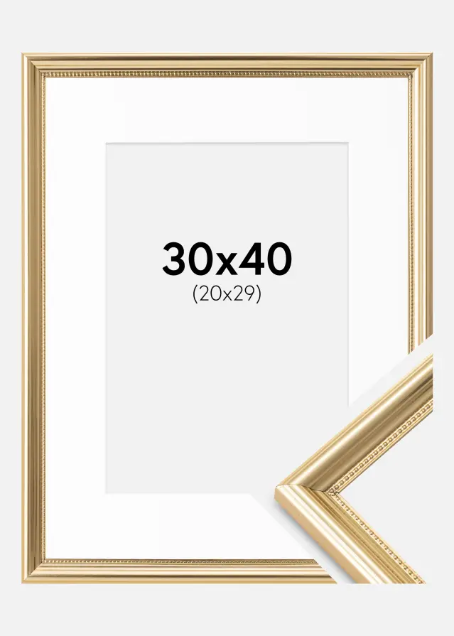 Cadre Gala Or 30x40 cm - Passe-partout Blanc 21x30 cm