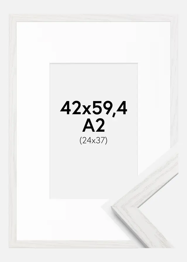 Cadre Stilren Chêne Blanc 42x59,4 cm - Passe-partout Blanc 25x38 cm