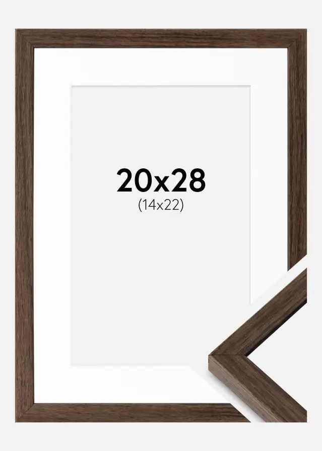 Cadre Ares Noyer 20x28 cm - Passe-partout Blanc 15x23 cm