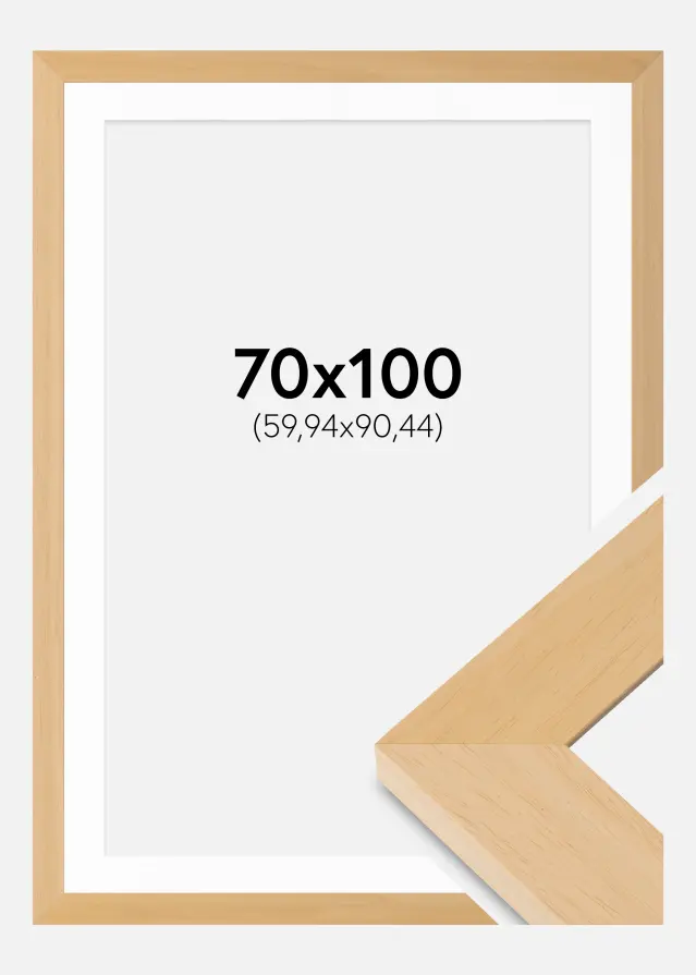 Cadre Juno Bois 70x100 cm - Passe-partout Blanc 24x36 inches
