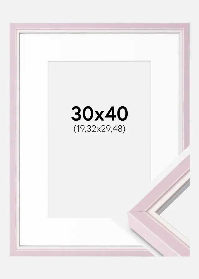Cadre Diana Rose 30x40 cm - Passe-partout Blanc 8x12 inches