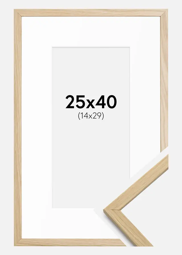 Cadre Edsbyn Chêne 25x40 cm - Passe-partout Blanc 15x30 cm