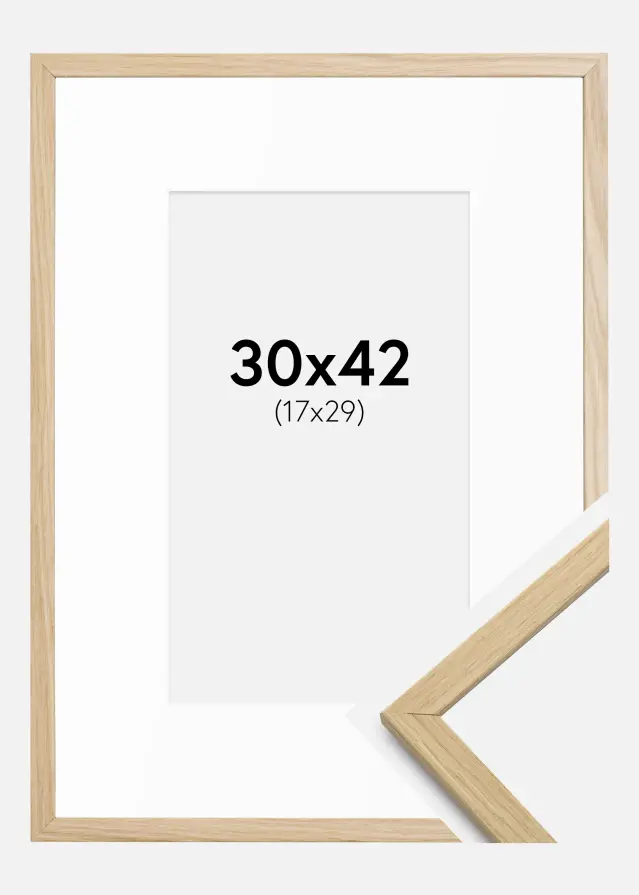 Cadre Edsbyn chêne 30x42 cm - Passe-partout blanc 18x30 cm