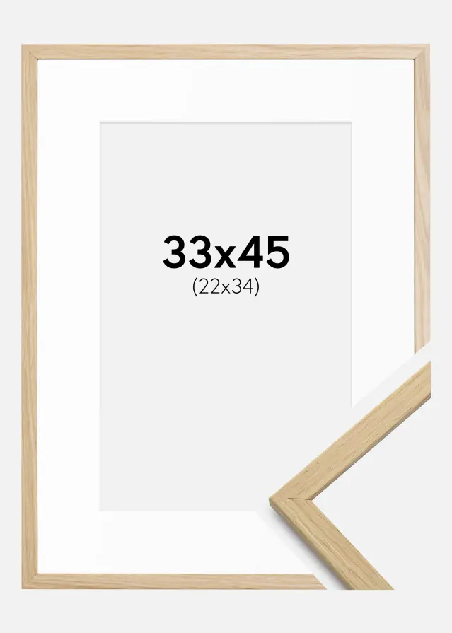 Cadre Edsbyn Chêne 33x45 cm - Passe-partout Blanc 23x35 cm