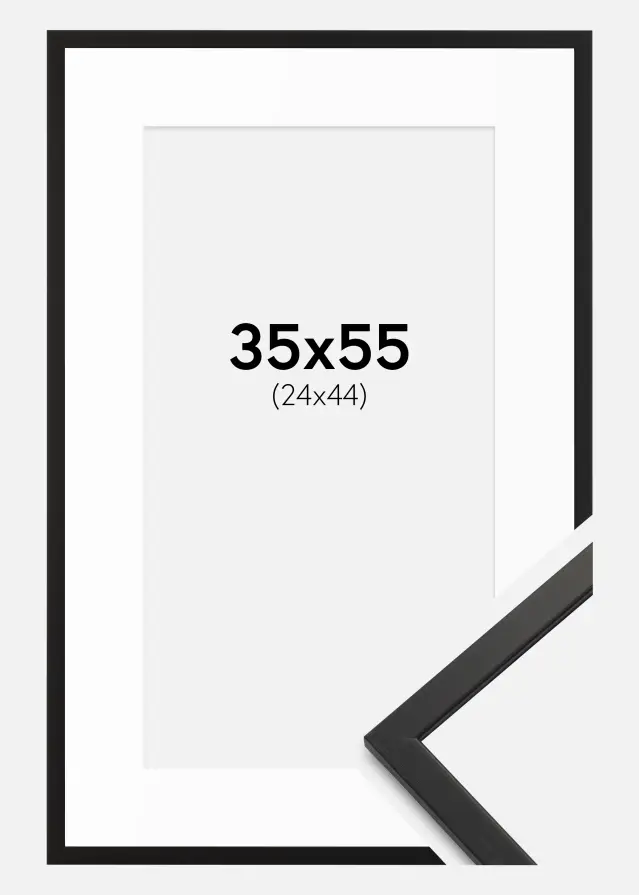 Cadre Edsbyn Noir 35x55 cm - Passe-partout Blanc 25x45 cm