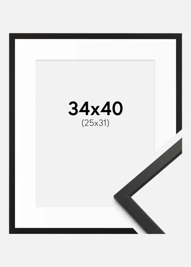 Cadre Edsbyn Noir 34x40 cm - Passe-partout Blanc 26x32 cm