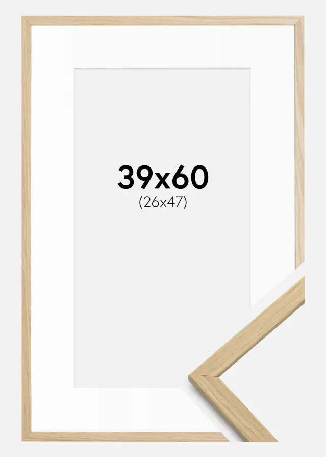 Cadre Edsbyn Chêne 39x60 cm - Passe-partout Blanc 27x48 cm