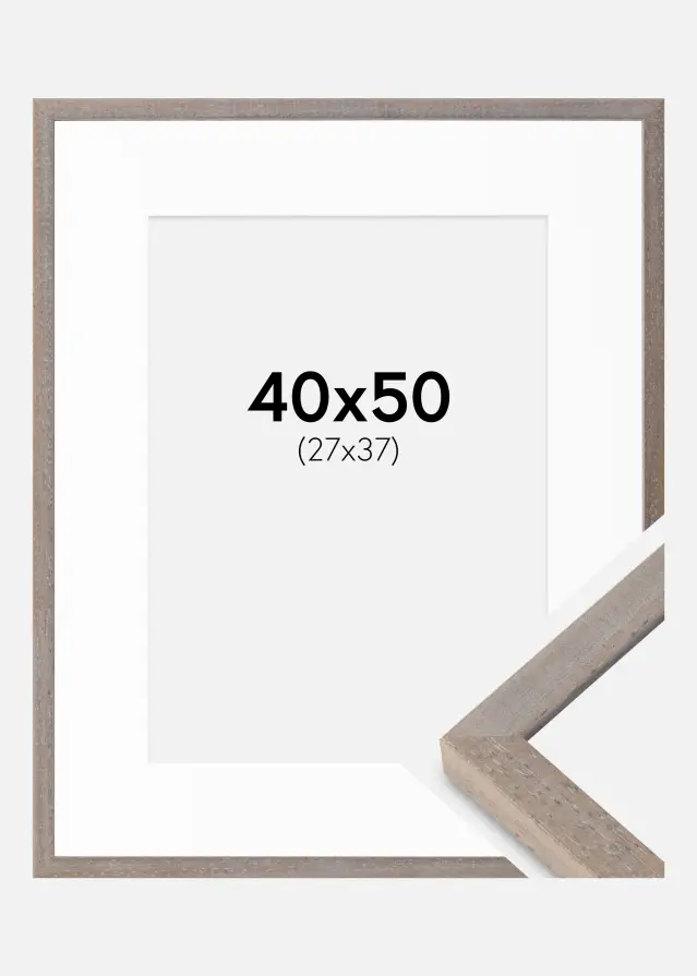 Cadre Ares Gris 40x50 cm - Passe-partout Blanc 28x38 cm