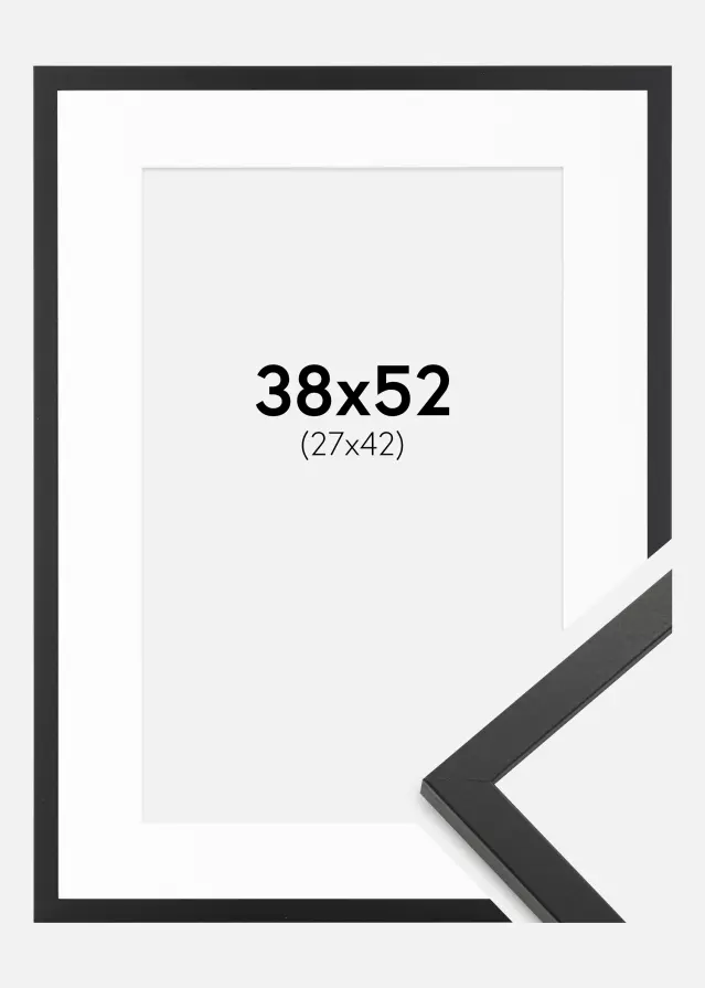 Cadre Trendy Noir 38x52 cm - Passe-partout Blanc 28x43 cm