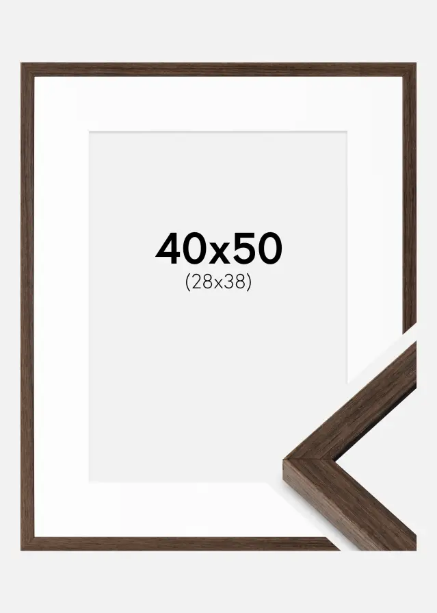 Cadre Ares Noyer 40x50 cm - Passe-partout Blanc 29x39 cm