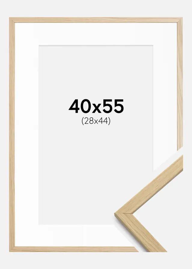 Cadre Edsbyn chêne 40x55 cm - Passe-partout blanc 29x45 cm