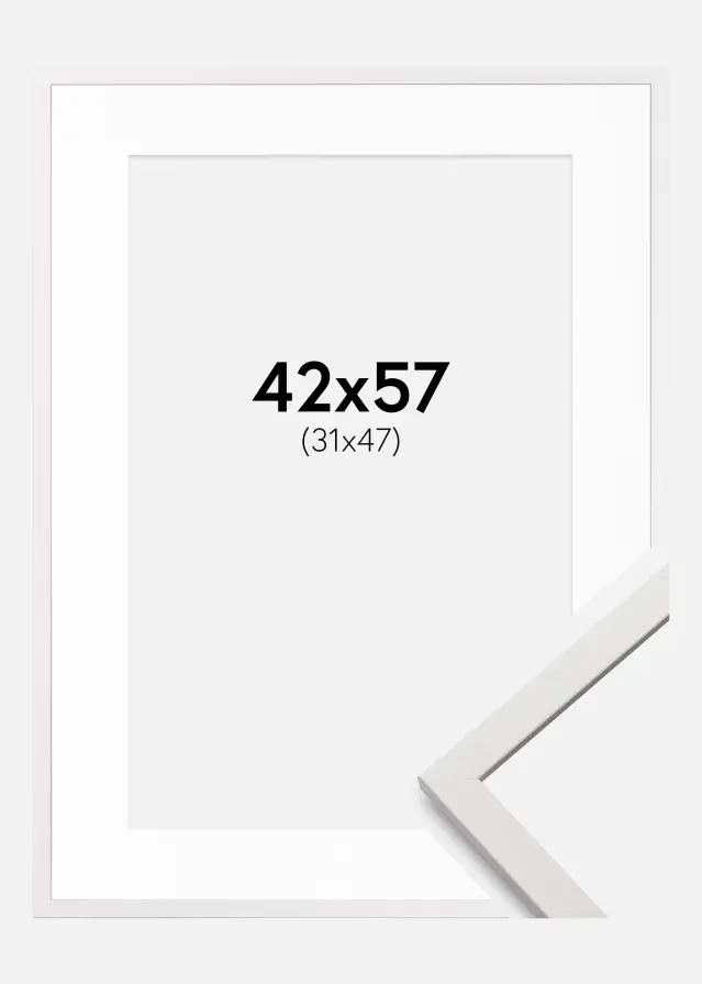 Cadre Edsbyn Blanc 42x57 cm - Passe-partout Blanc 32x48 cm