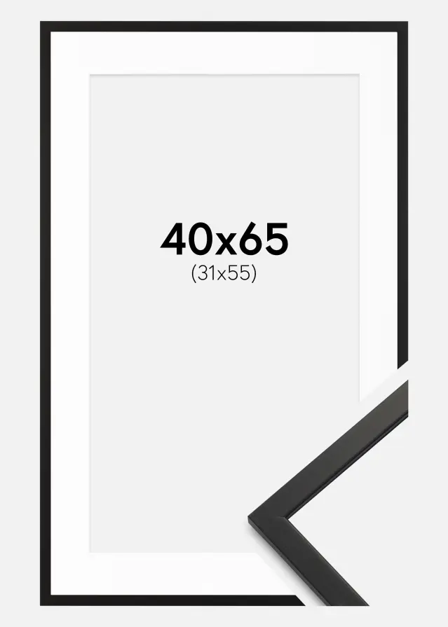 Cadre Edsbyn Noir 40x65 cm - Passe-partout Blanc 32x56 cm